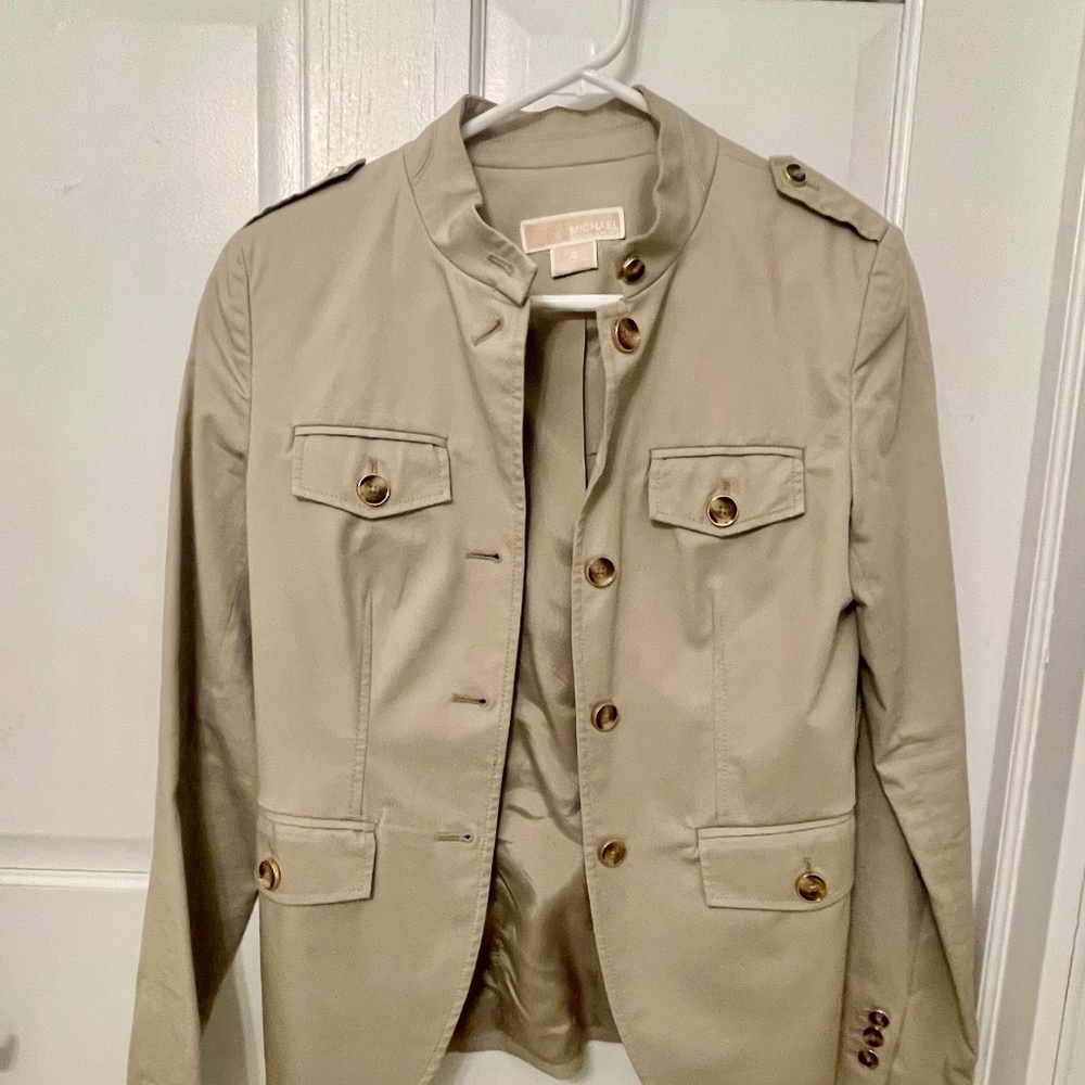 Michael Kors Jacket Blazer Women Sz 0, Button Down Pockets Military Style Lined